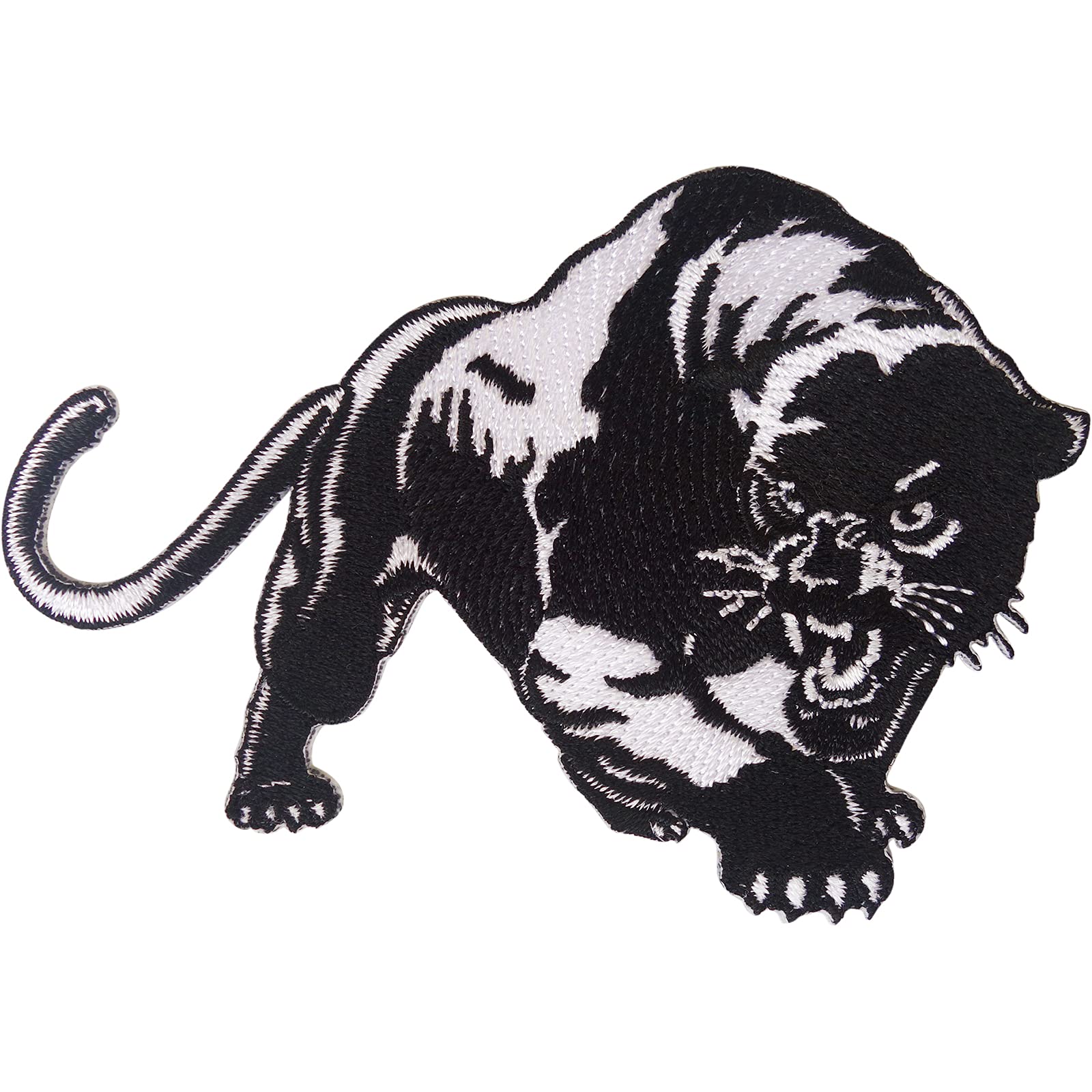 Black Panther Embroidered Iron-On Patch for T-Shirts, Bags, Jackets & Jeans - White Applique Badge for DIY Customization & Cosplay Costumes