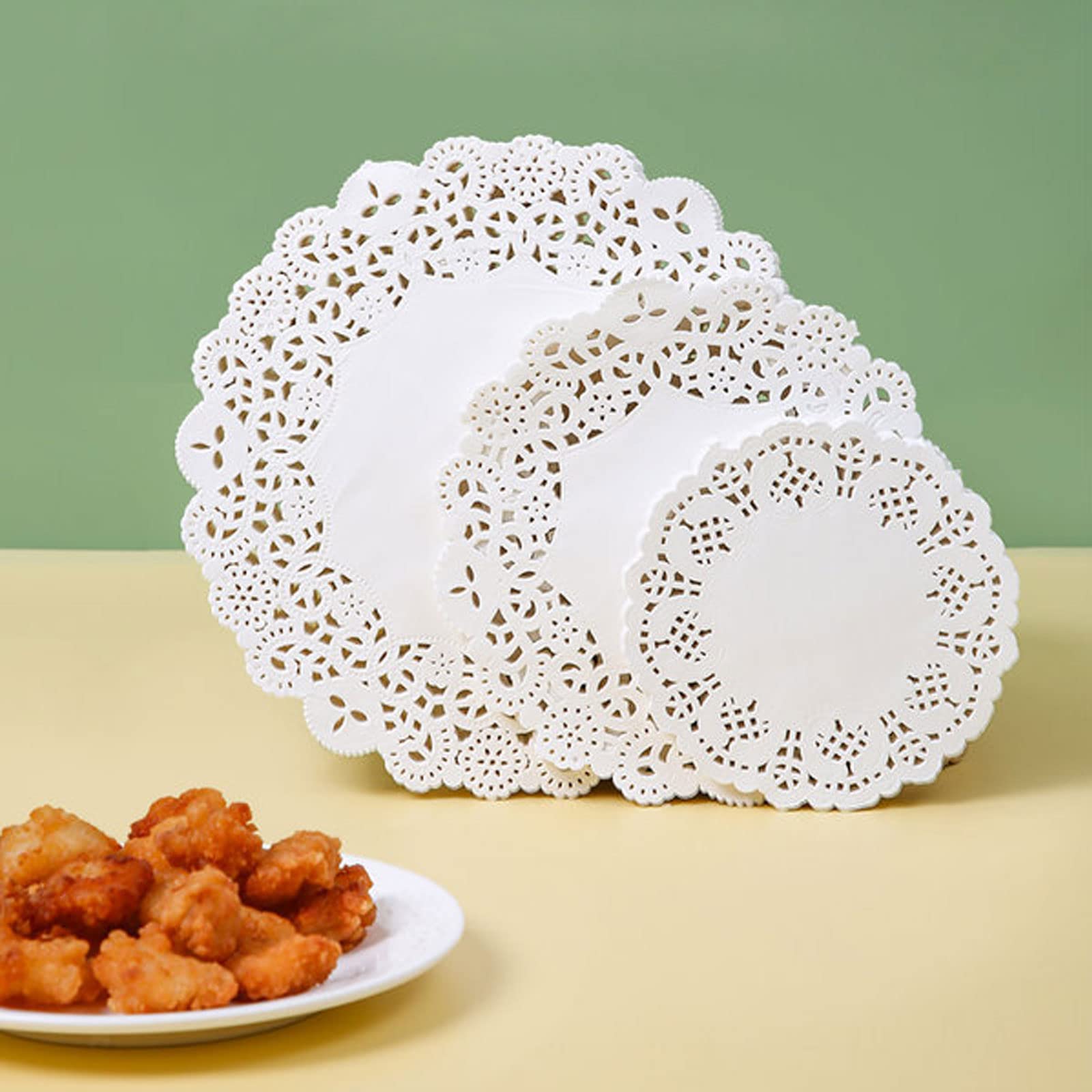 5 Inch Round White Lace Paper Doilies - Pack of 100 for Cake Decorating, Dessert Displays, Party Table Settings & DIY Crafts - Elegant Food Safe Decorative Doilies for Weddings, Tea Parties & Home Decor