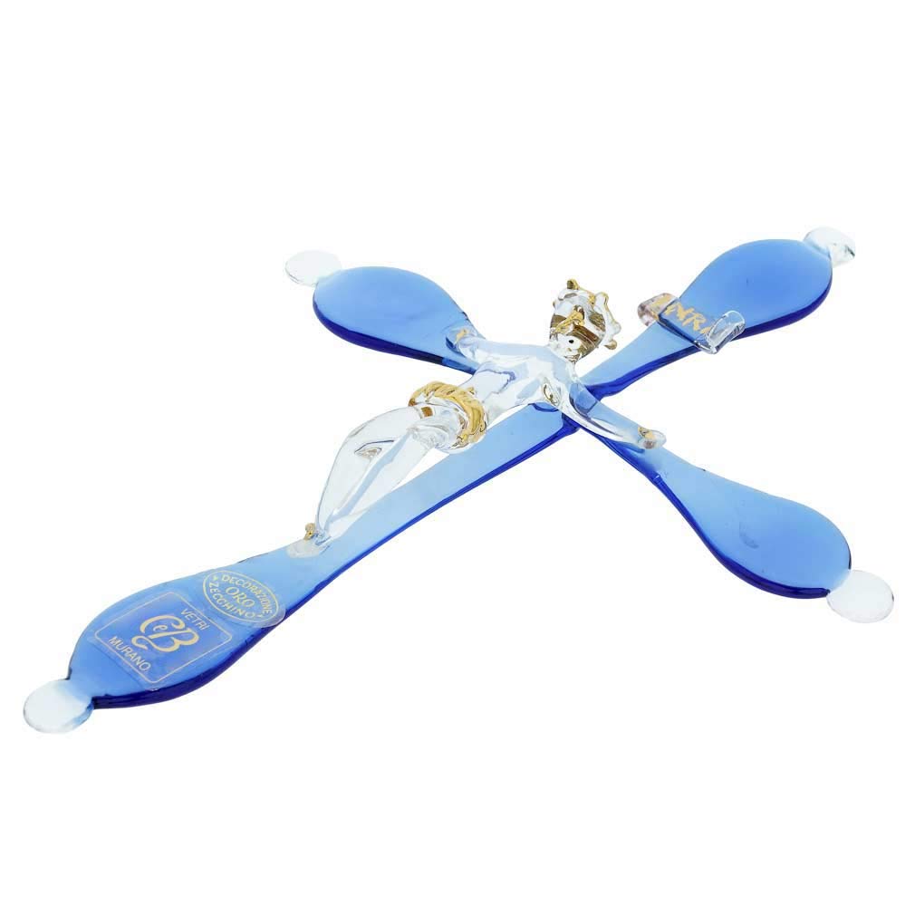 GlassOfVenice Murano Glass Elegant Cross Wall Crucifix - Handmade Italian Religious Home Decor for Church, Bedroom & Gift Giving