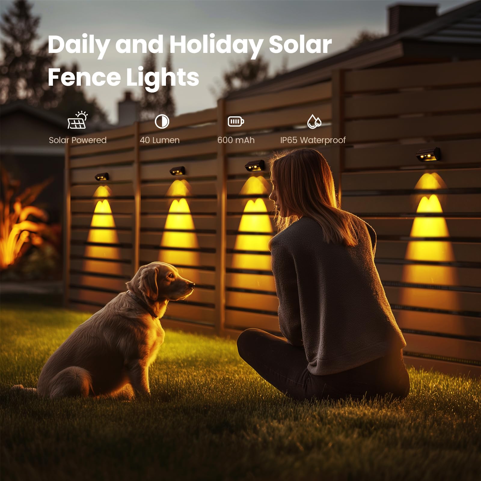 12 Pack Solar Fence Lights Outdoor - Waterproof LED Solar Powered Wall Lights with Warm White/Cool White/RGB Colors - Perfect for Deck, Fence, Patio, Backyard, Garden Pathway & Landscape Lighting