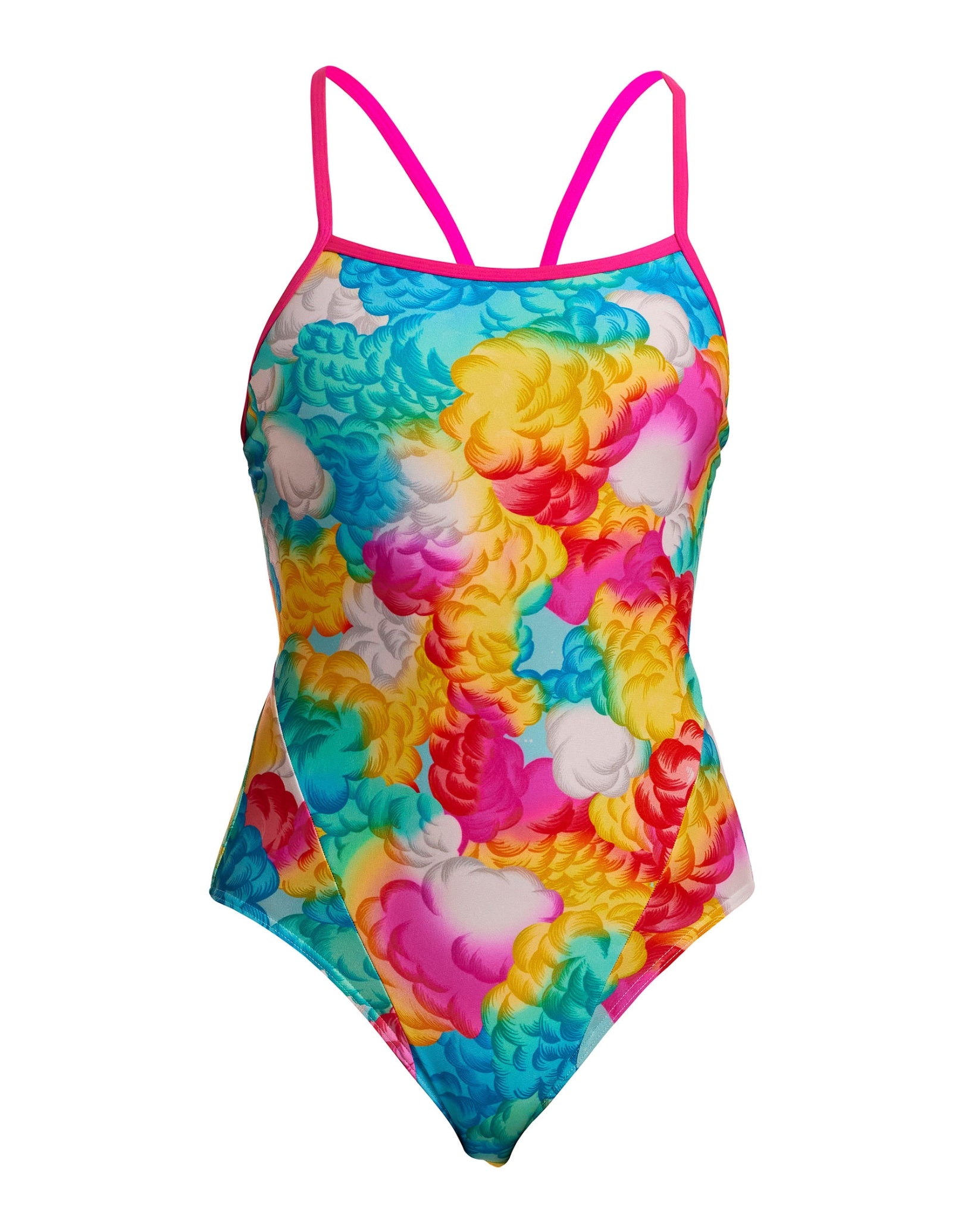 Cloudy Colours Single Strap Swimsuit for Women - Trendy Blue & Pink Two-Tone Bathing Suit | Perfect for Beach Vacations, Pool Parties & Summer Getaways