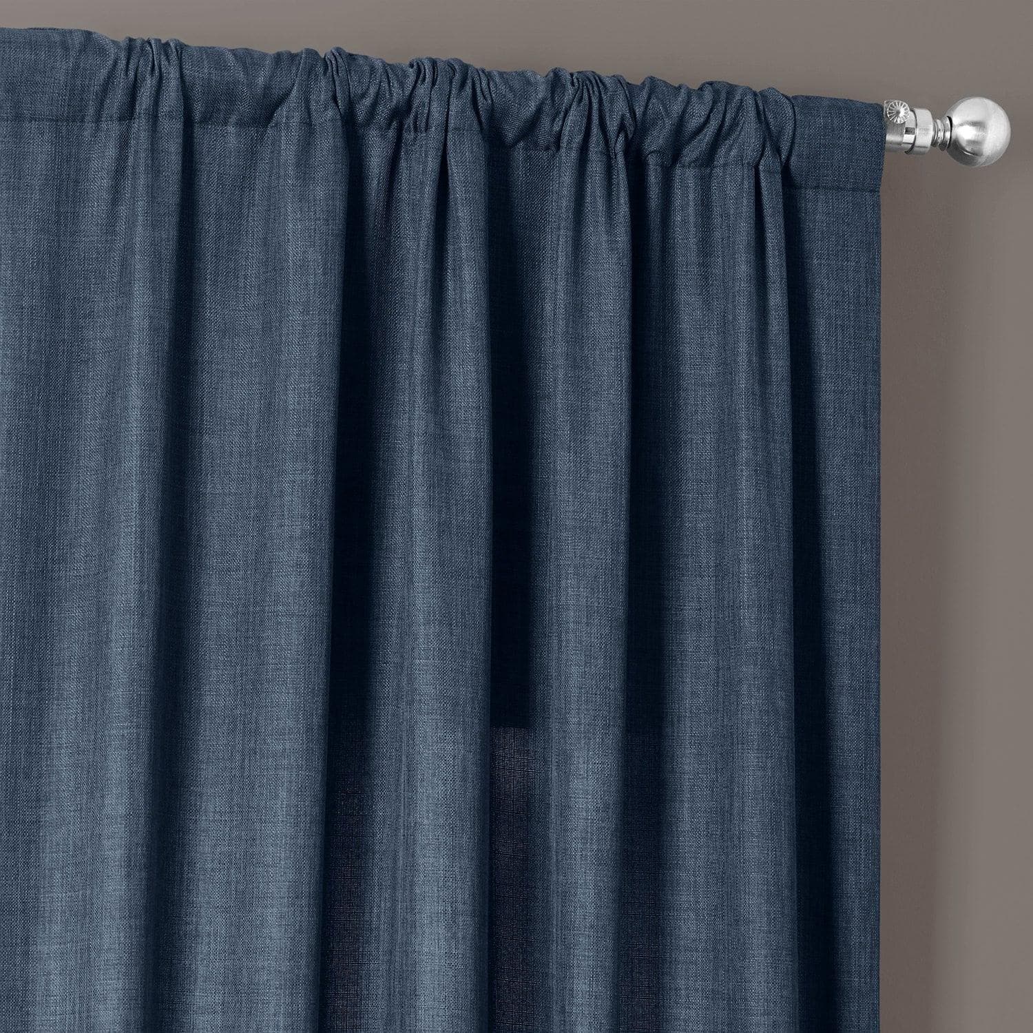 Sergeants Blue Italian Faux Linen Blackout Curtains for Bedroom & Living Room - Thermal Insulated Room Darkening Window Drapes for Home Decor