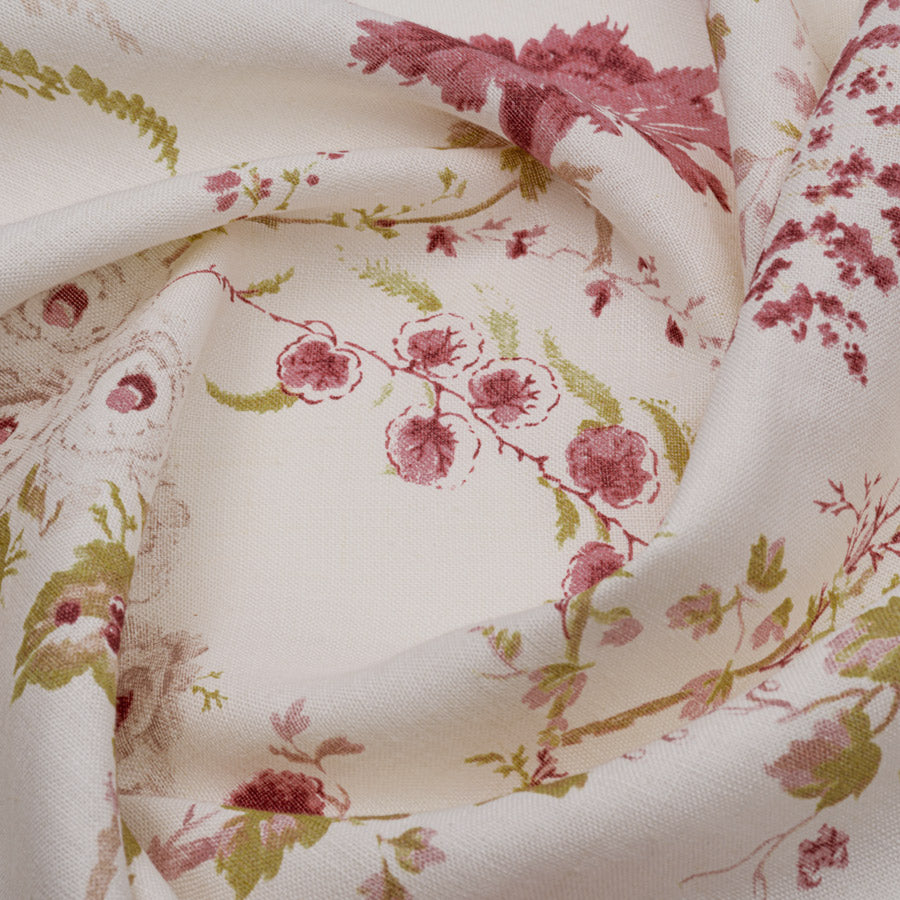 Premium Dianthus Linen Fabric - Soft Raspberry Color Floral Textile for Home Decor, DIY Crafts & Upholstery Projects