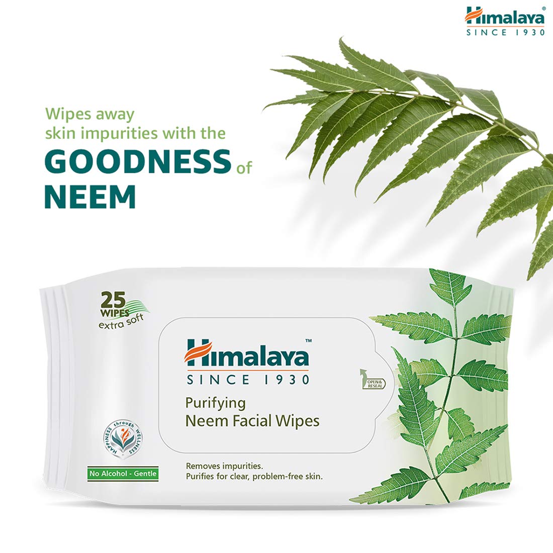 Himalaya Purifying Neem Facial Wipes for Acne & Oily Skin - 25 Count | Himalaya Moisturising Aloe Vera Facial Wipes for Dry & Sensitive Skin - 25 Count | Travel-Friendly & On-The-Go Skincare Solution
