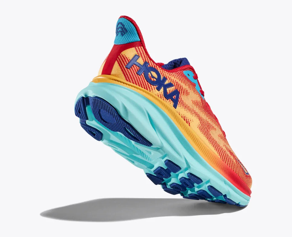 HOKA Women's Clifton 9 Running Shoes - Cerise/Cloudless | Lightweight Cushioned Road Running Sneakers for Women | Perfect for Marathon Training, Jogging & Everyday Wear