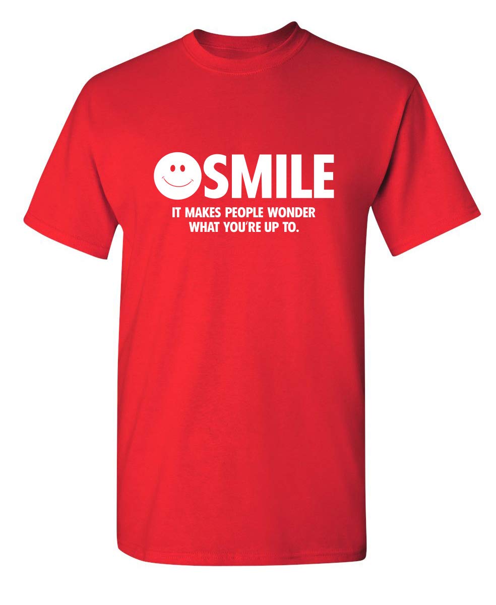 Smile It Makes People Wonder - Graphic Novelty Sarcastic Funny T-Shirt for Men & Women - Perfect for Casual Wear, Gifts, and Humorous Occasions