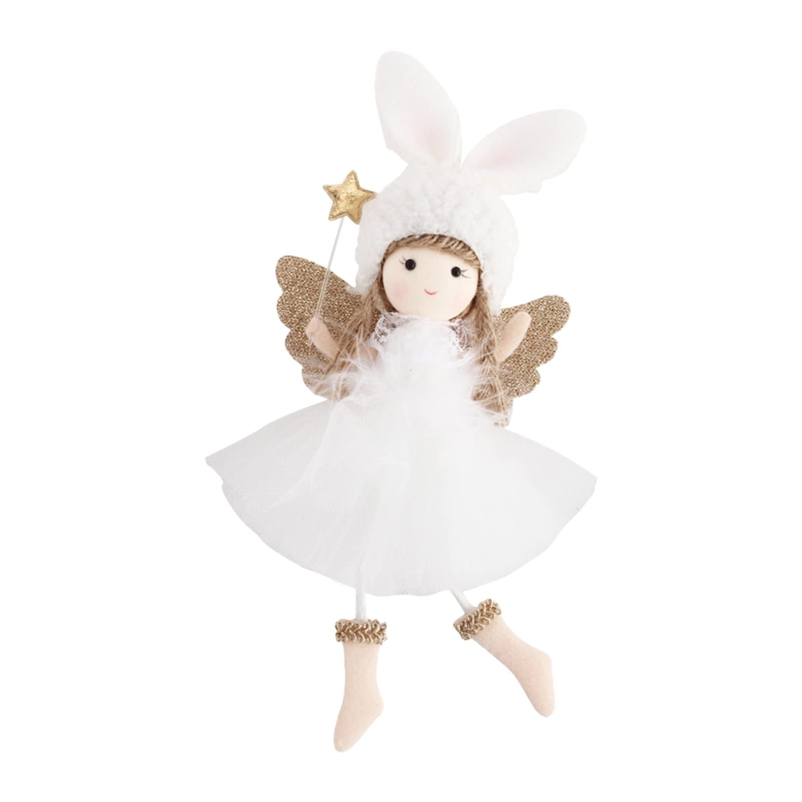 Christmas Angel Doll Plush Ornaments - White Hanging Decorations for Tree, Home & Car | Cute Angel Pendant for Holiday Decor, Gift & Festive Celebrations