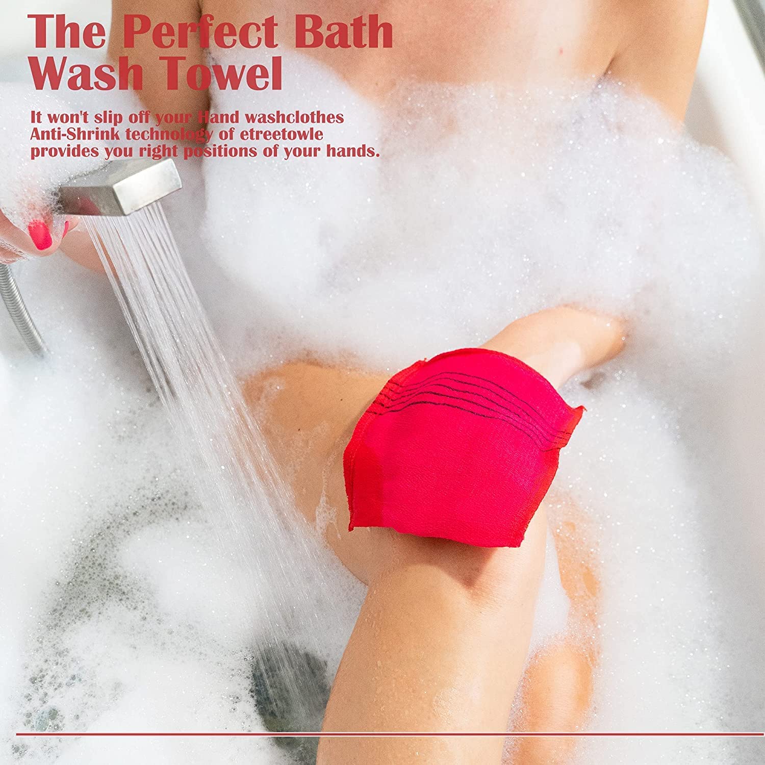 MS MAGIC SECRET Korean Exfoliating Bath Gloves - 2Pcs Body Scrubber for Smooth Skin, Shower & Spa Use, Pink - Perfect for Dead Skin Removal & Dry Brushing in Bath, Sauna or Home Skincare Routine