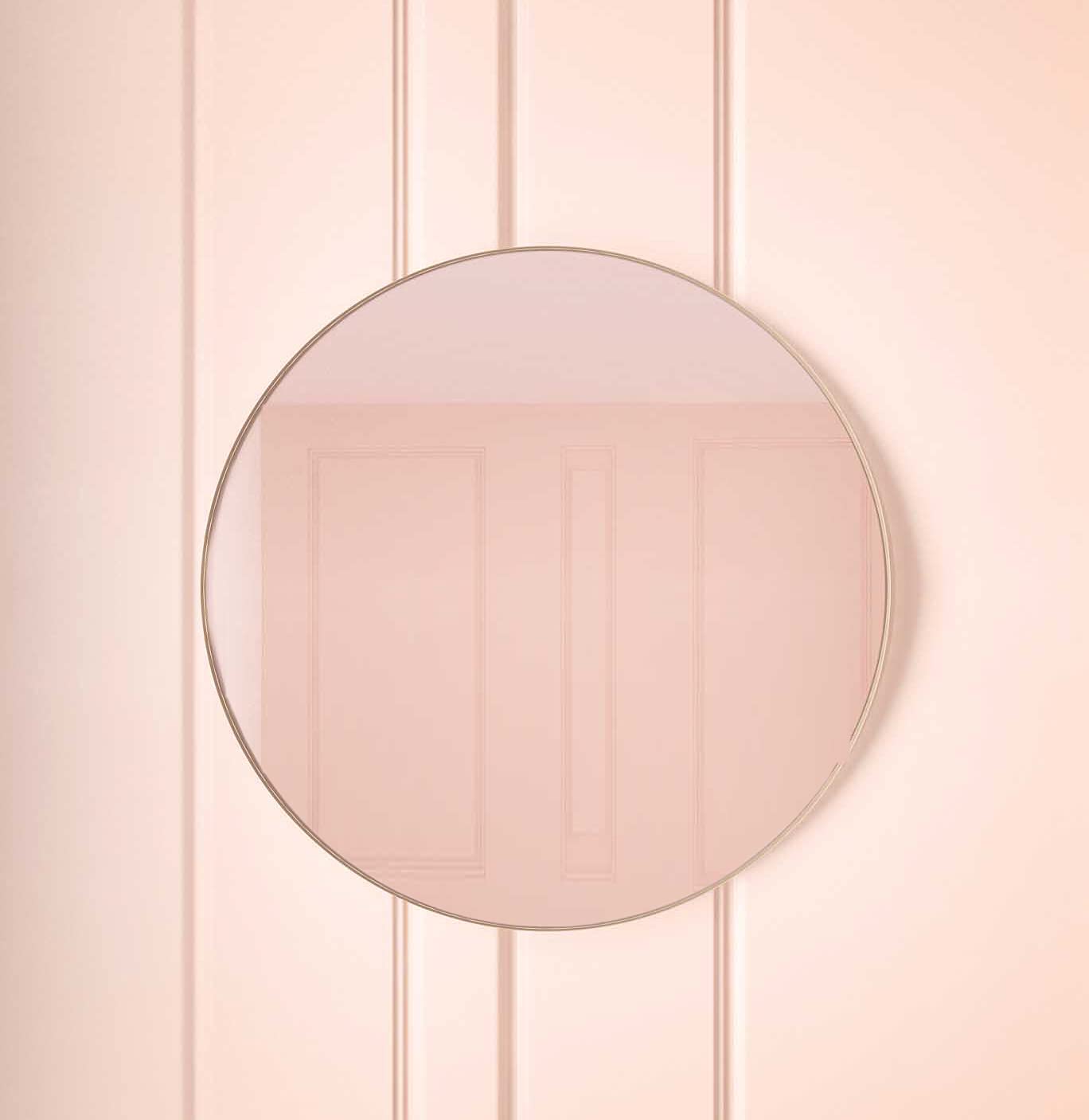 Tov Furniture Rella Brass Framed Round Wall Mirror - Elegant Bathroom, Bedroom & Entryway Decor for Modern Homes
