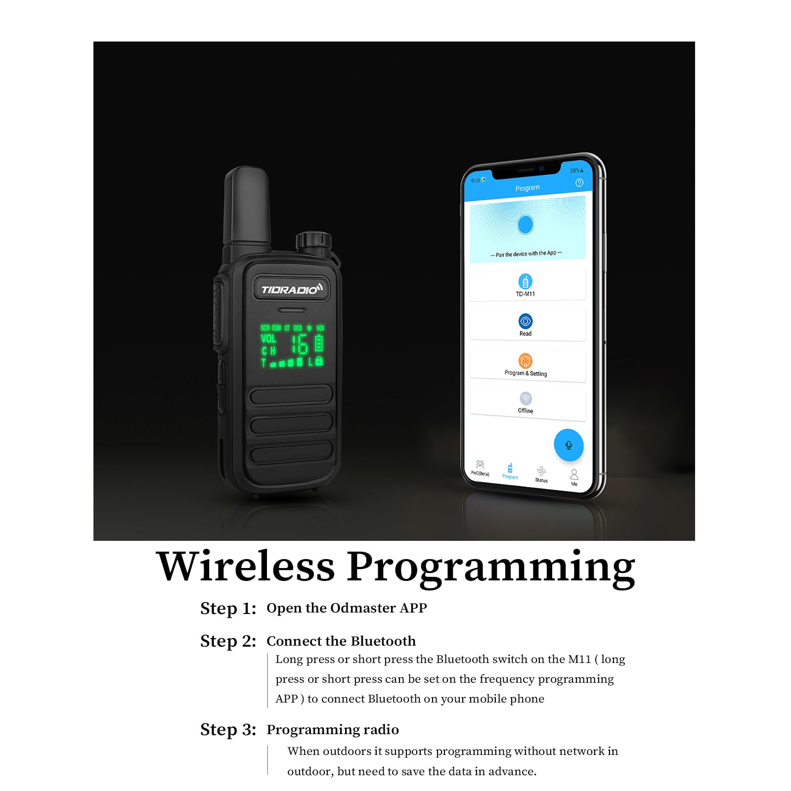 TDRADIO TD-M11 IP67 Waterproof Walkie Talkies for Adults - Long Range 2 Way Radios with NOAA Weather Alert, PMR446 License Free - Ideal for Security, Outdoor Adventures, Camping & Hiking (6 Pack)