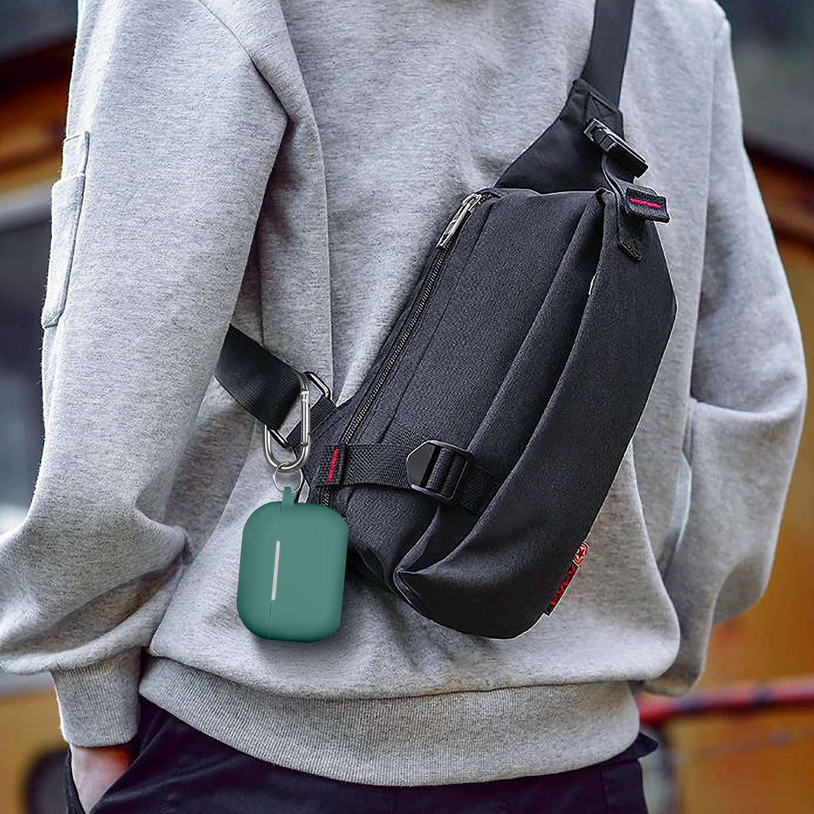 Upeak AirPods 3rd Generation Case (2021) - Premium Shock-Absorbing Silicone Protective Cover with Keychain for Apple AirPods 3 - Pine Green - Perfect for Travel, Gym & Daily Protection