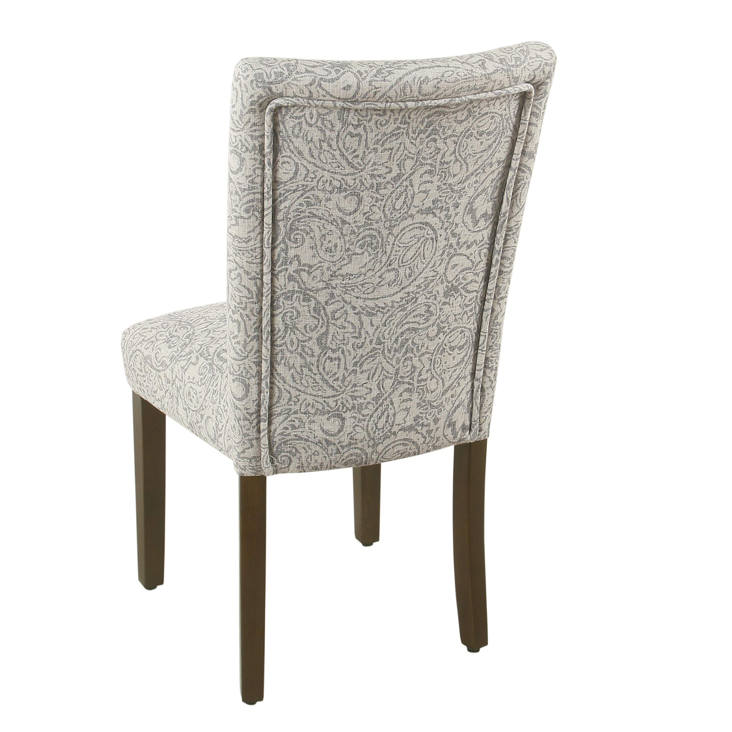 HomePop Parsons Classic Upholstered Accent Dining Chairs - Set of 2, Gray and Cream Fabric - Modern Kitchen & Dining Room Furniture for Small Spaces