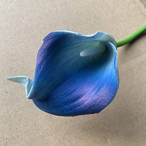 Artificial Calla Lily Flowers - Real Touch PU Fake Flowers for Wedding Decor, Bouquet, Home Décor & Party (Blue, 8 Pack) - Perfect for Centerpieces, Bridal Showers & Table Arrangements