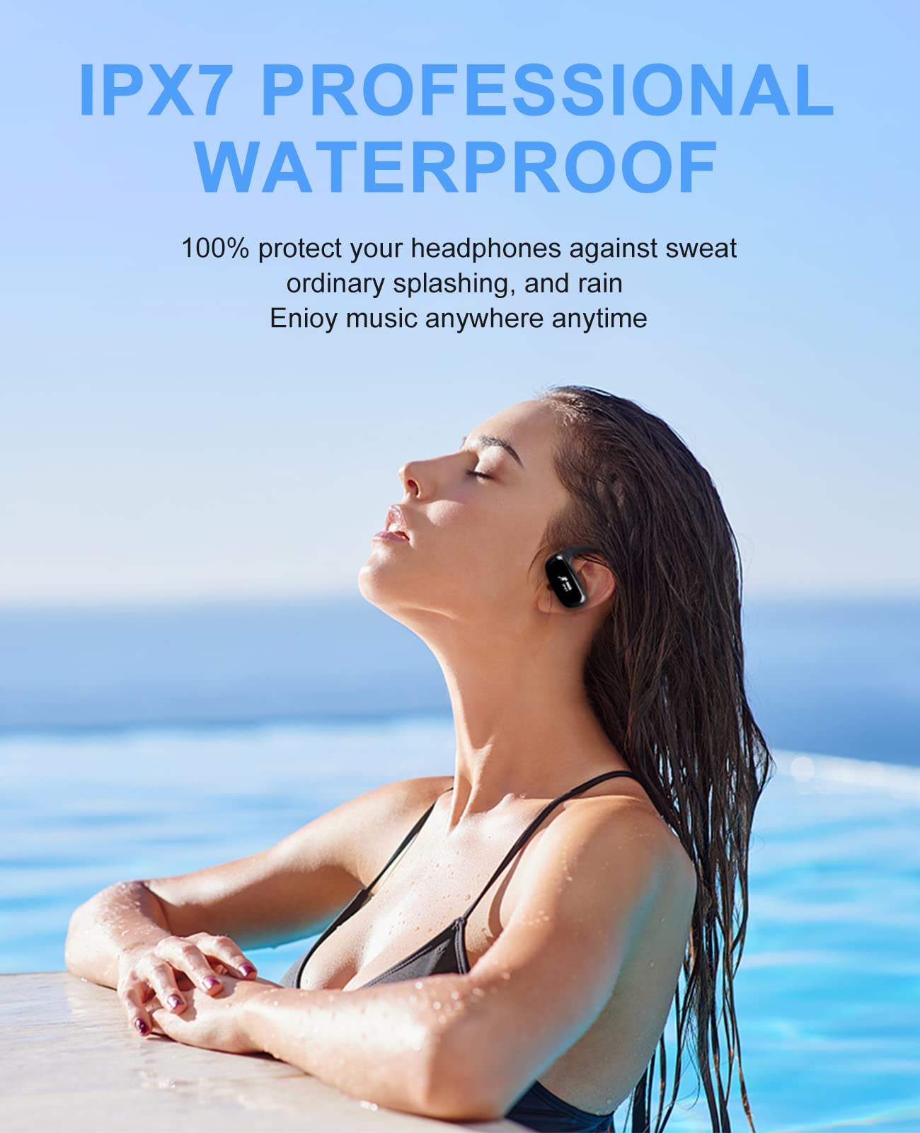 CYBORIS Wireless Bluetooth 5.0 Sports Headphones - IPX7 Waterproof MP3 Player with 16GB Storage, 10Hrs Playtime & Noise Cancelling Mic for Swimming, Running, Gym Workouts (Red) - Perfect for Athletes & Outdoor Activities
