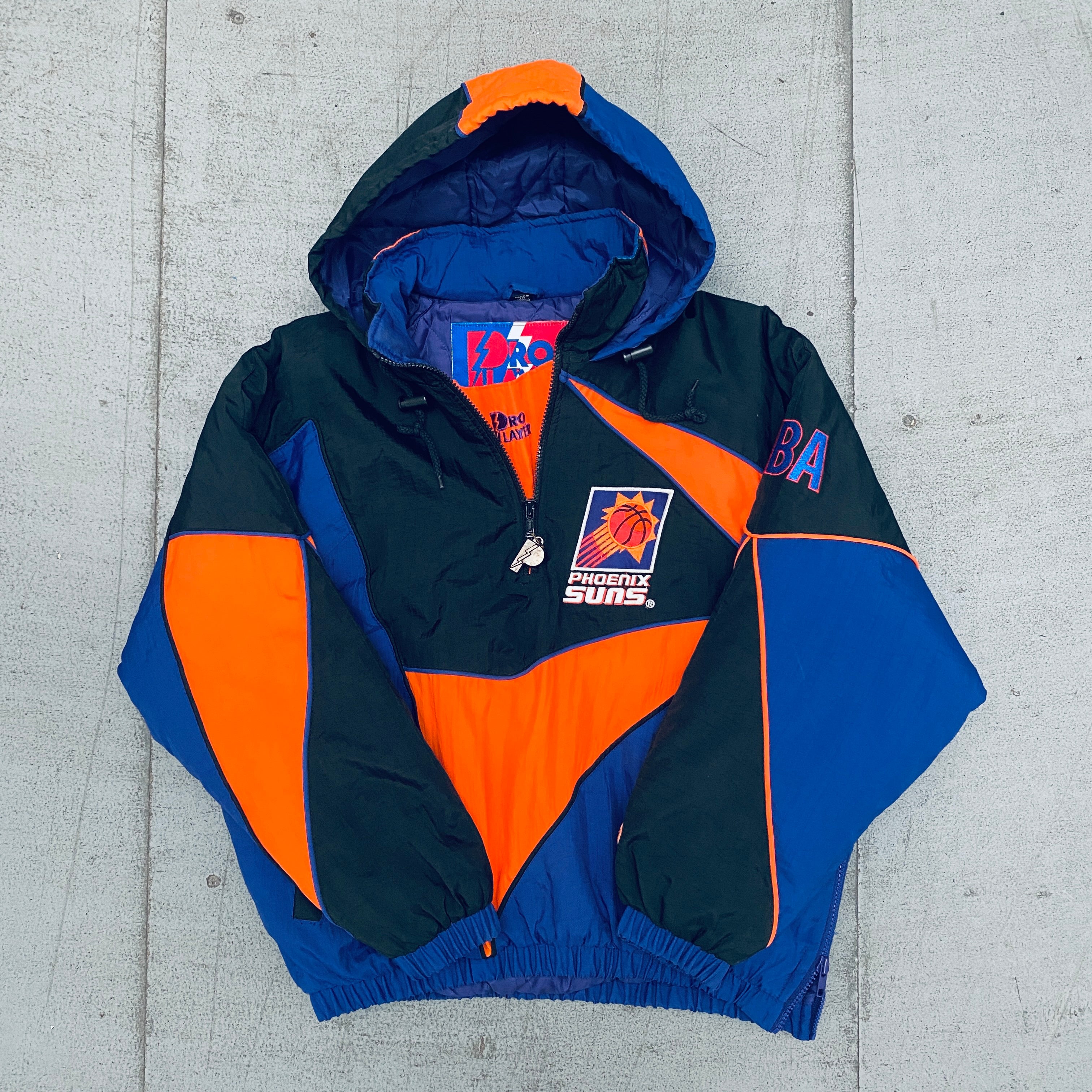 Phoenix Suns 1990s Vintage Pro Player 1/4 Zip Pullover Jacket - XS/S Size - Retro Basketball Fan Gear for Game Day & Casual Wear