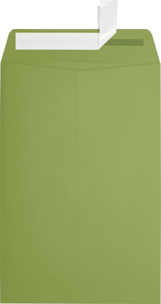 Premium LUXPaper 6x9 Open End Envelopes - Self-Sealing Peel & Press Design, Avocado Green, 70lb Text Weight (Pack of 500) - Perfect for Business Mailings, Wedding Invitations & Greeting Cards