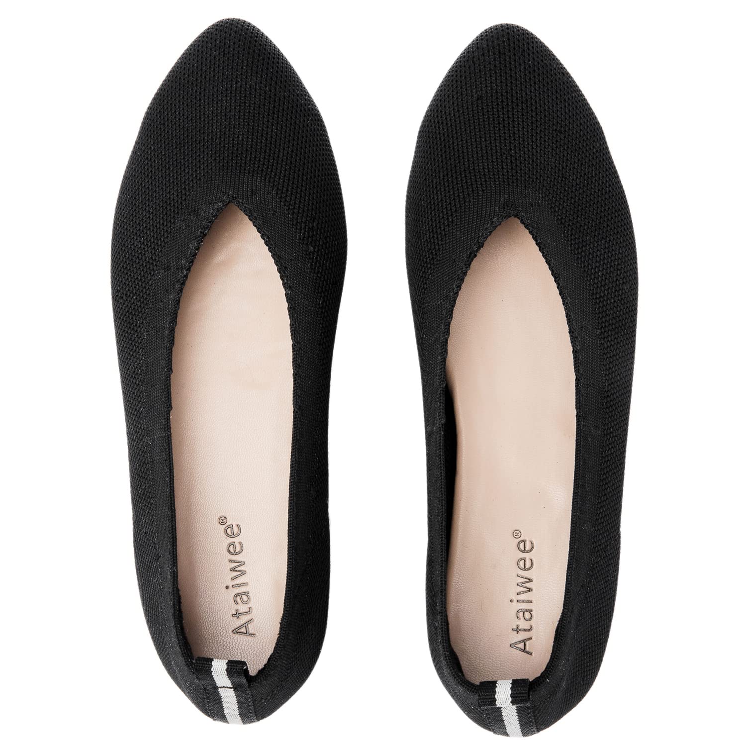 Ataiwee Women's Ballet Flats - Breathable Knit Slip-On Dress Shoes for Women | Comfortable & Lightweight Flat Shoes for Work, Walking & Casual Outfits