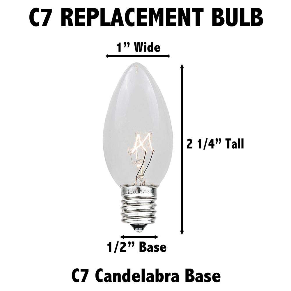 Novelty Lights C7-5C-YE 25-Pack Yellow Ceramic Christmas Bulbs for Outdoor Patio & Party Decor - Weatherproof Replacement Lights for Holiday, Wedding, and Landscape Lighting