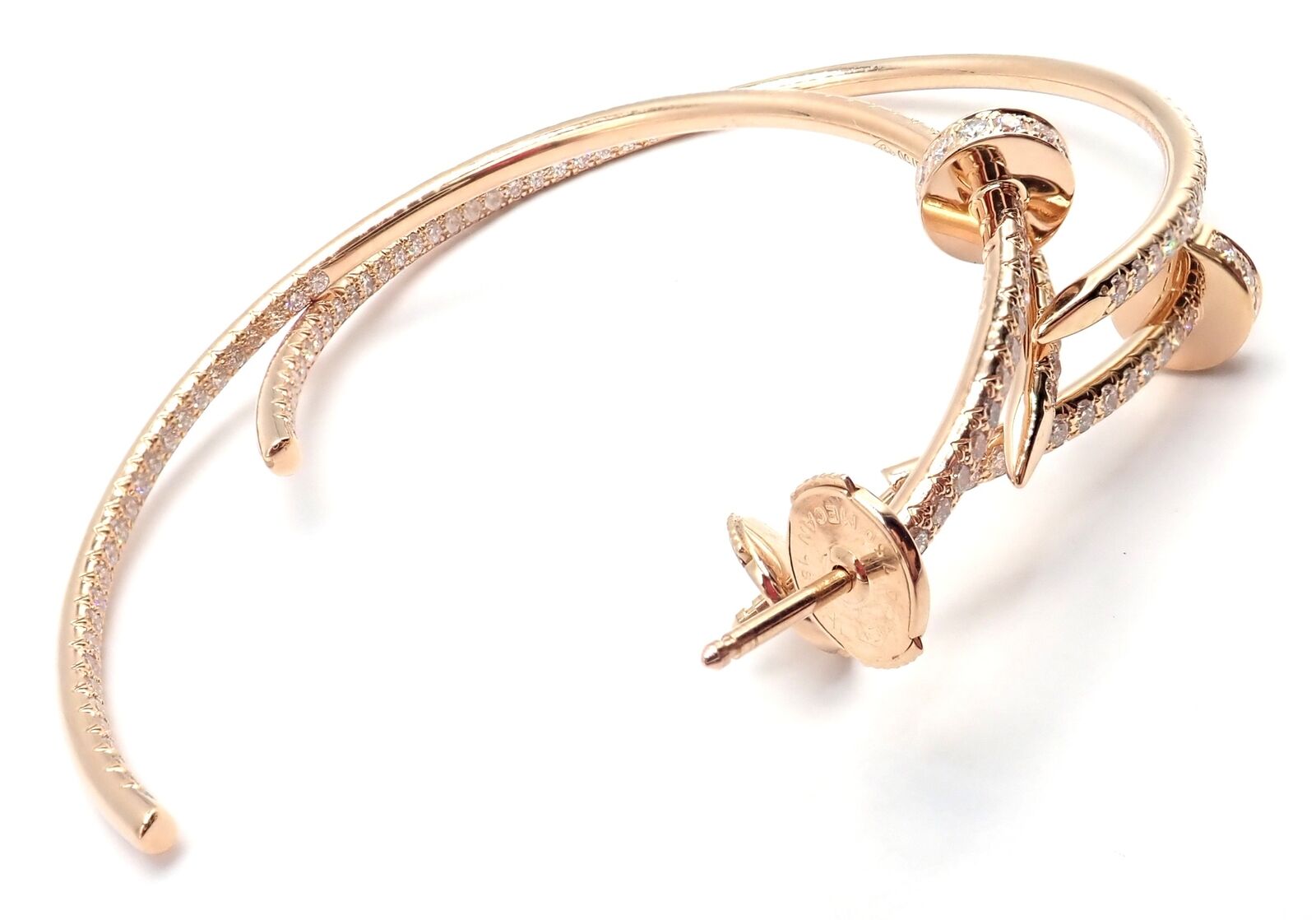 Authentic Cartier Juste un Clou 18k Rose Gold Diamond Hoop Earrings - Luxury Jewelry for Women, Perfect for Weddings, Parties & Special Occasions