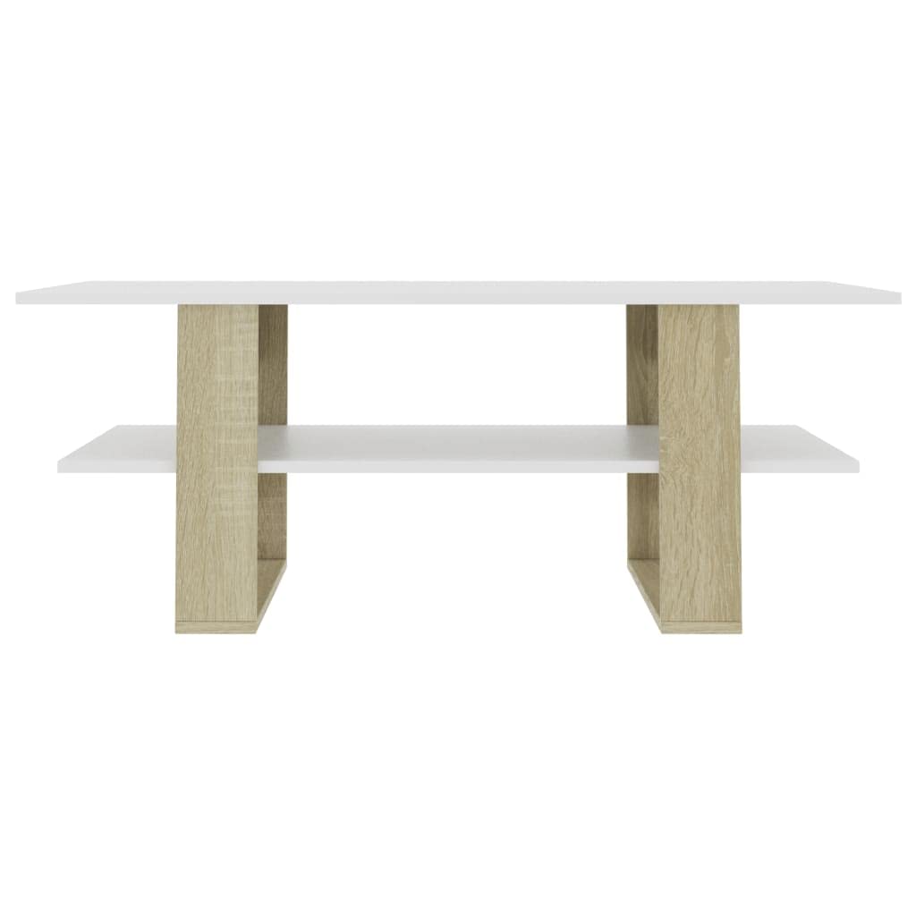 CHARMMA Modern Coffee Table - White & Sonoma Oak Finish, 43.3