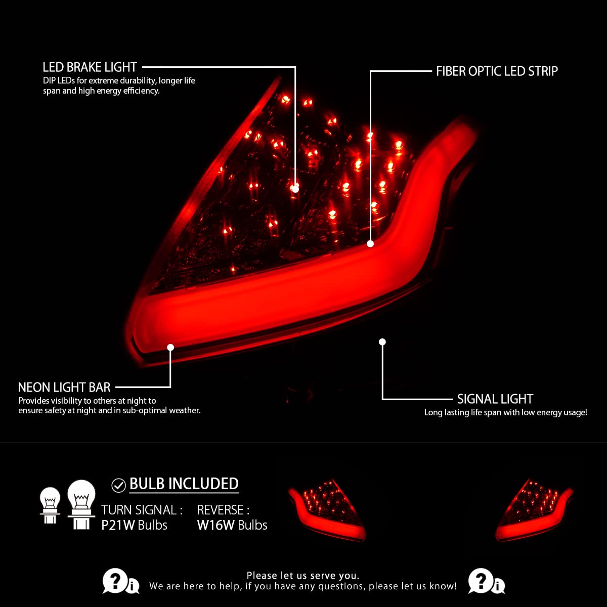 AUTOZENSATION LED Smoke Tail Lights for 2012-2014 Ford Focus Hatchback - Left & Right Pair Assembly - Enhanced Visibility & Style for Night Driving & Custom Car Appearance