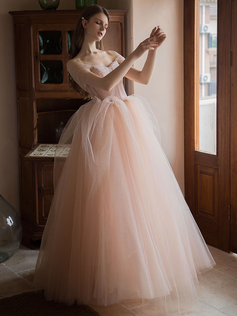 Elegant Pink Sweetheart Neck Tulle Long Prom Dress for Women - Formal Evening Gown for Homecoming, Ball, Wedding Party & Special Occasions