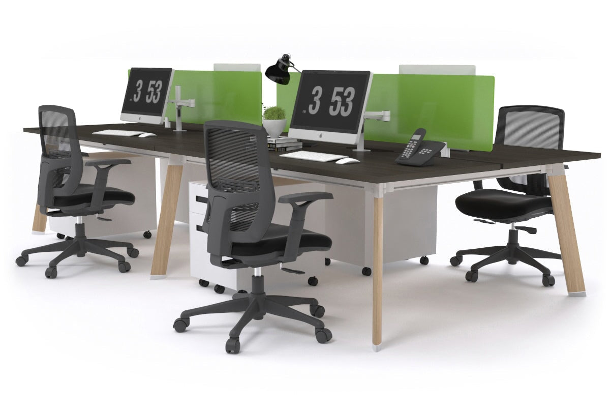 4-Person Workstation with Wood Imprint Frame - 1200L x 800W Office Desk with Cable Management Scallop | Perfect for Collaborative Workspaces & Home Offices