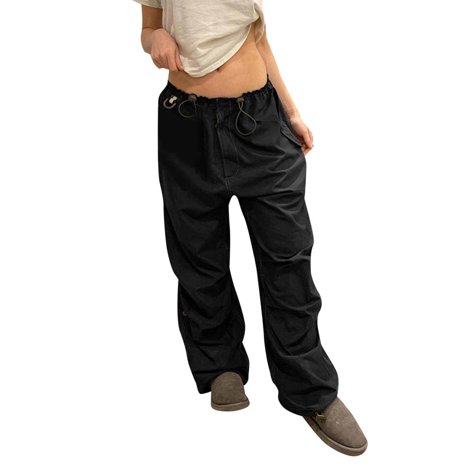 Women's Satin Yoga Pants - High Waisted Baggy Cargo Joggers for Streetwear & Hip Hop Fashion | Comfortable Workout Sweatpants for Yoga, Gym & Casual Wear