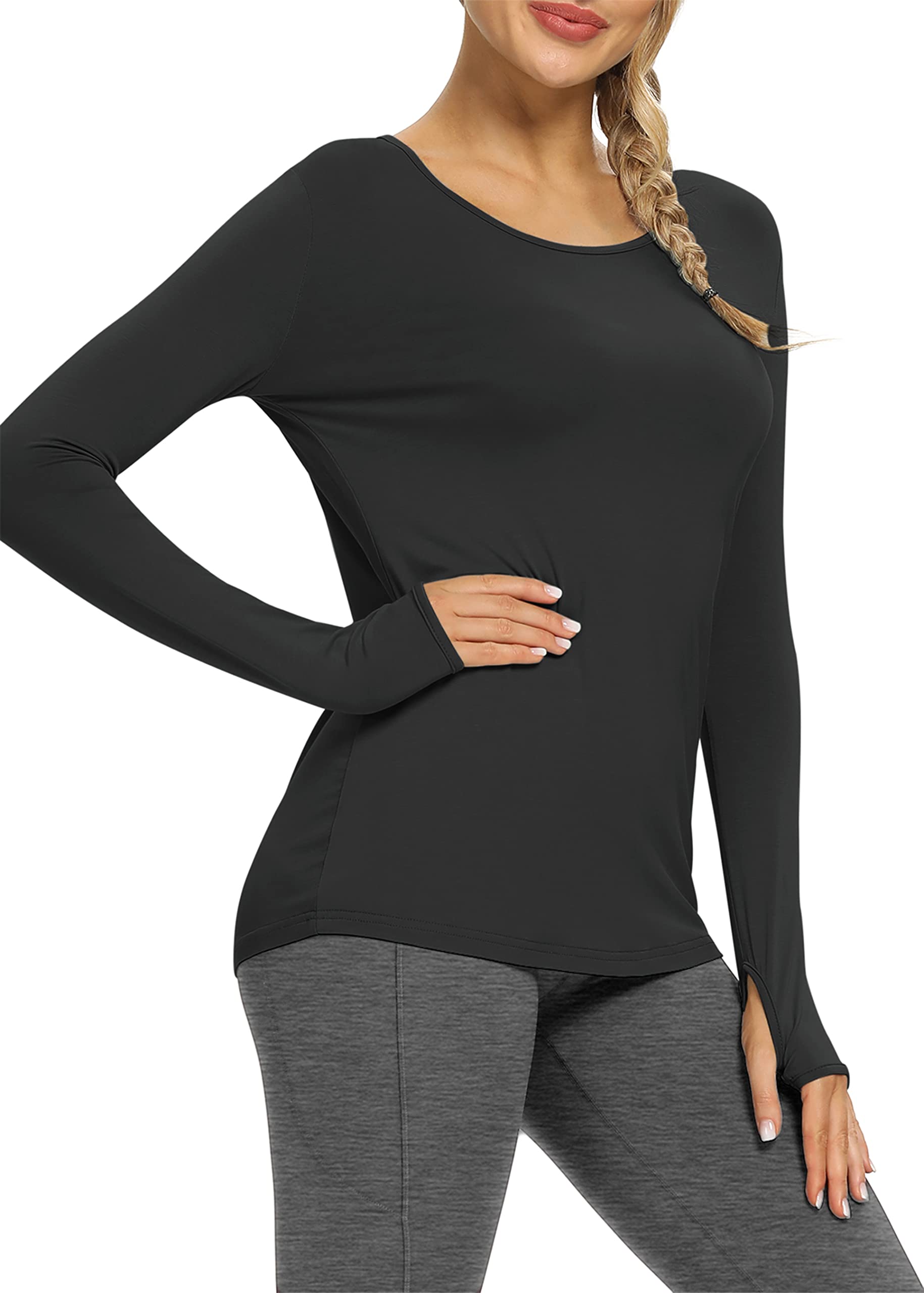 Bestisun Women's Long Sleeve Workout Tops - Moisture Wicking Yoga Shirts for Gym, Running & Athletic Training | Comfortable Exercise Clothes for Yoga, Pilates & Fitness