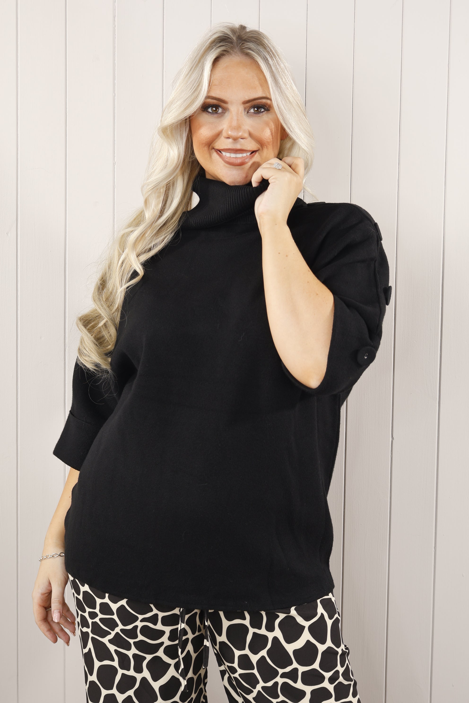 Sunlee Women's Stylish Button-Up Jumper Dress in Black - Perfect for Office Wear, Casual Outings & Special Occasions