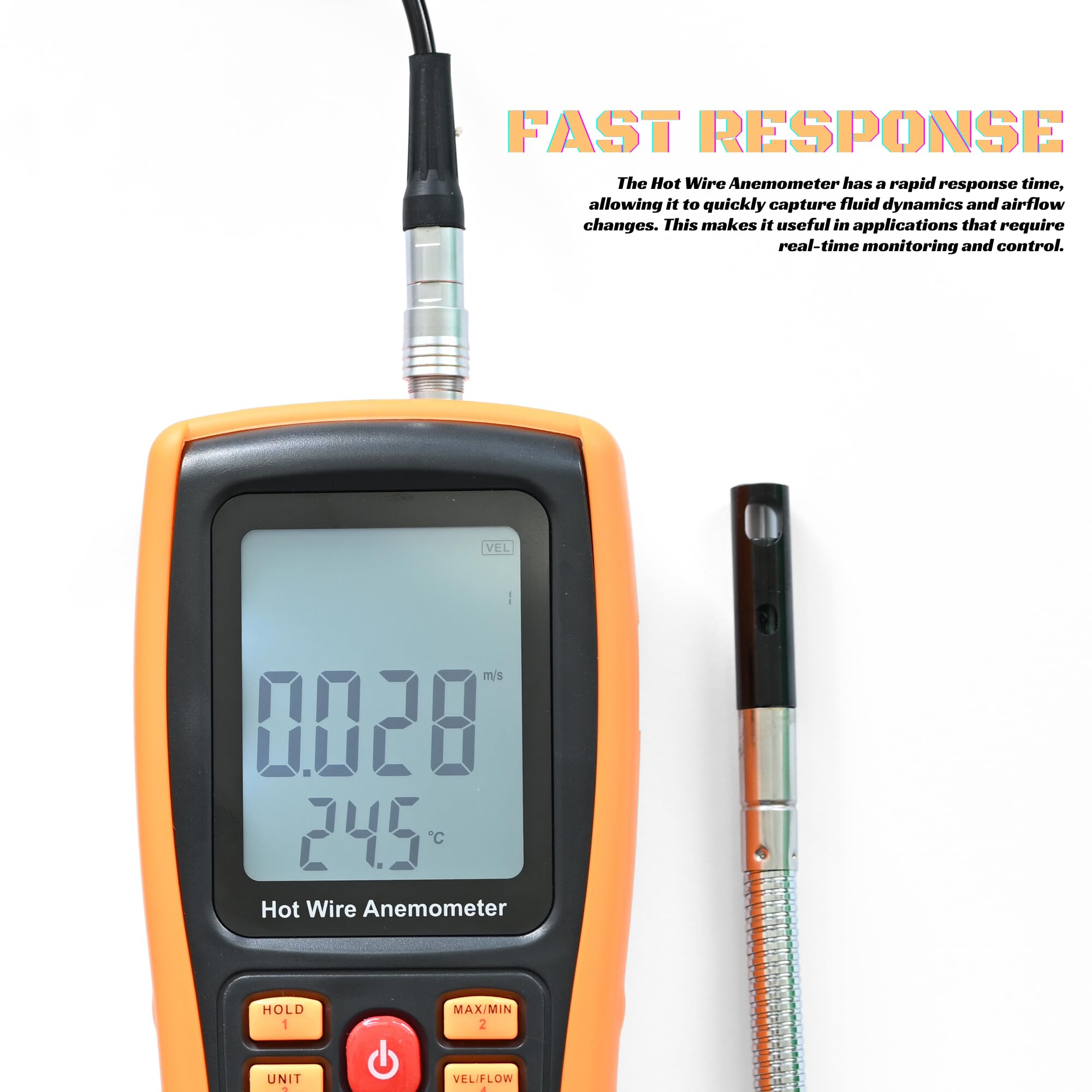 Digital Anemometer - Handheld CFM Meter for Air Flow Velocity, Temperature & Wind Speed Measurement | HVAC Airflow Testing with Backlit LCD & Telescopic Probe | Perfect for Ductwork, Ventilation & Indoor Air Quality Monitoring