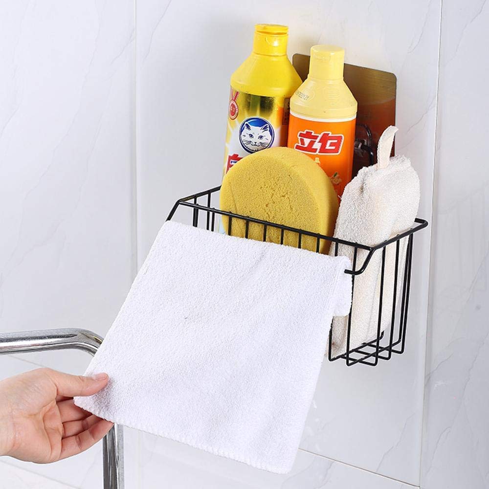 ADTALA Black Metal Iron Sponge Holder Rack for Kitchen - Rustproof Dish Sponge & Scrubber Organizer - Perfect for Sink, Countertop, and Dishwashing Area Organization