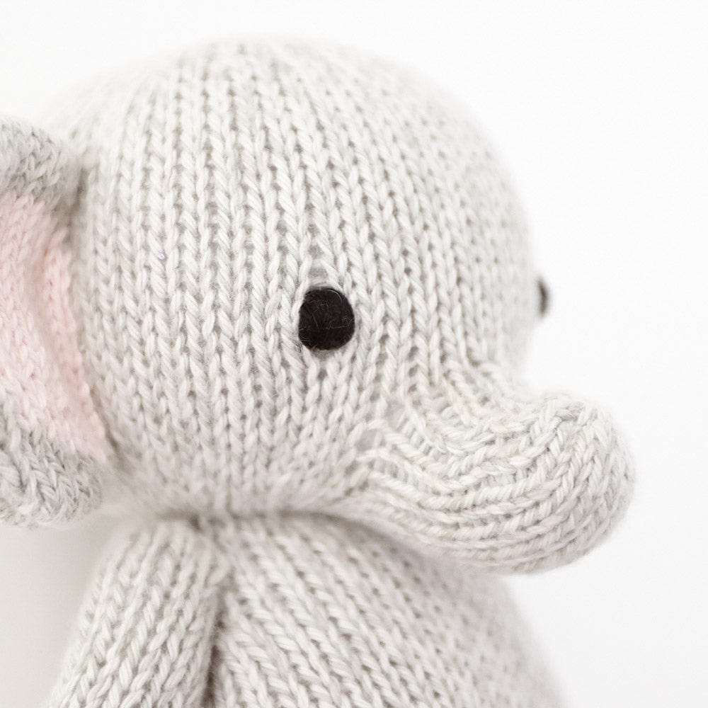 Cuddle+Kind Hand-Knit Organic Cotton Baby Elephant Plush Toy - Soft & Huggable Stuffed Animal for Newborns, Toddlers & Kids | Perfect for Nursery Decor, Baby Shower Gifts & Cuddling Comfort