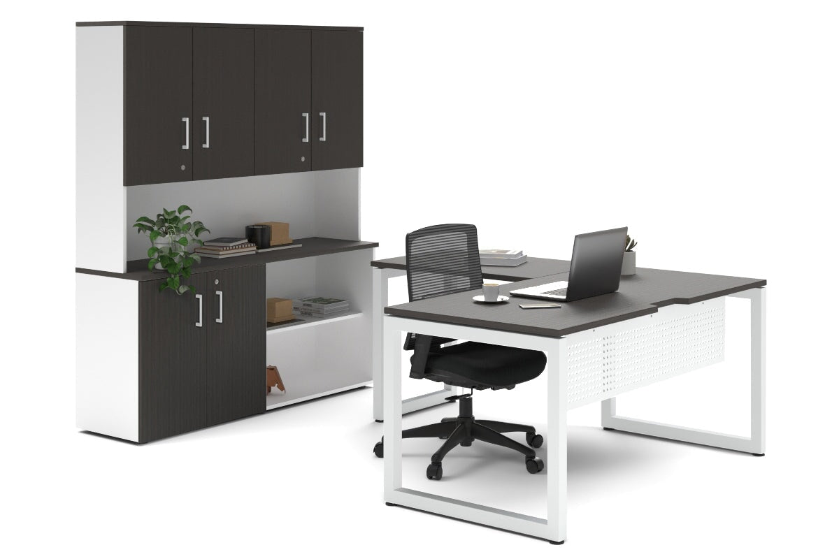 Quadro Loop Legs L-Shaped Executive Desk with White Legs [1800L x 1700W] - Perfect for Home Office, Conference Rooms & Modern Workspaces