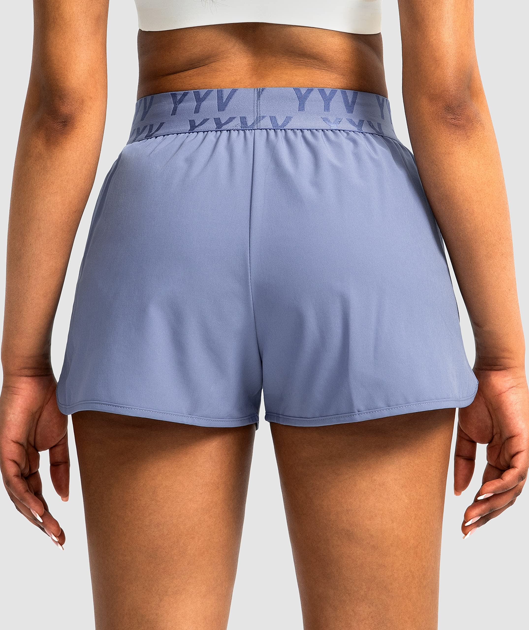 YYV Women's Quick-Dry Running Shorts with Zipper Pockets - High Waist Elastic Gym Shorts with Liner for Workout, Jogging & Yoga | Perfect for Summer Outdoor Sports & Fitness Activities