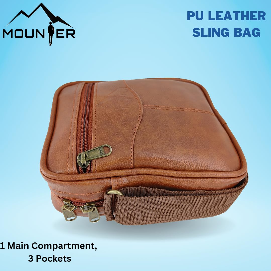 MOUNTER Stylish Leather Crossbody Messenger Bag for Men & Women - Durable Shoulder Sling Bag for Travel, Office & Daily Use - Perfect Work Bag, Commuter Purse & Casual Carryall