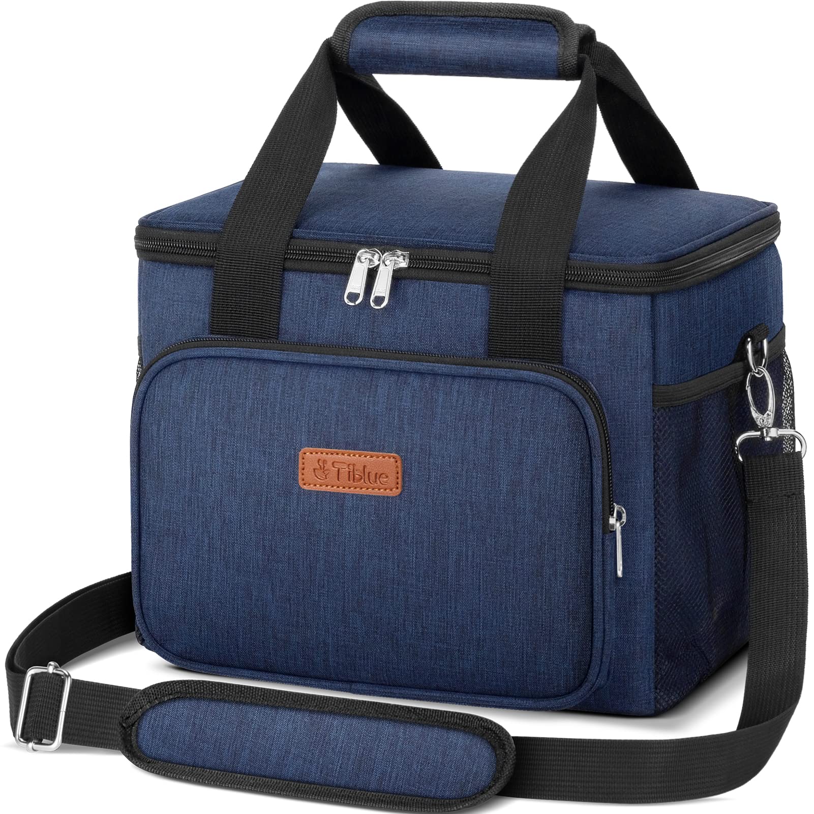 Insulated Lunch Bag for Women & Men - Reusable Leakproof Cooler Tote for Office, School, Picnic & Beach - Freezable Lunch Box with Adjustable Shoulder Strap for Kids & Adults - Navy Blue | Perfect for Work Commutes, School Lunches & Outdoor Activities