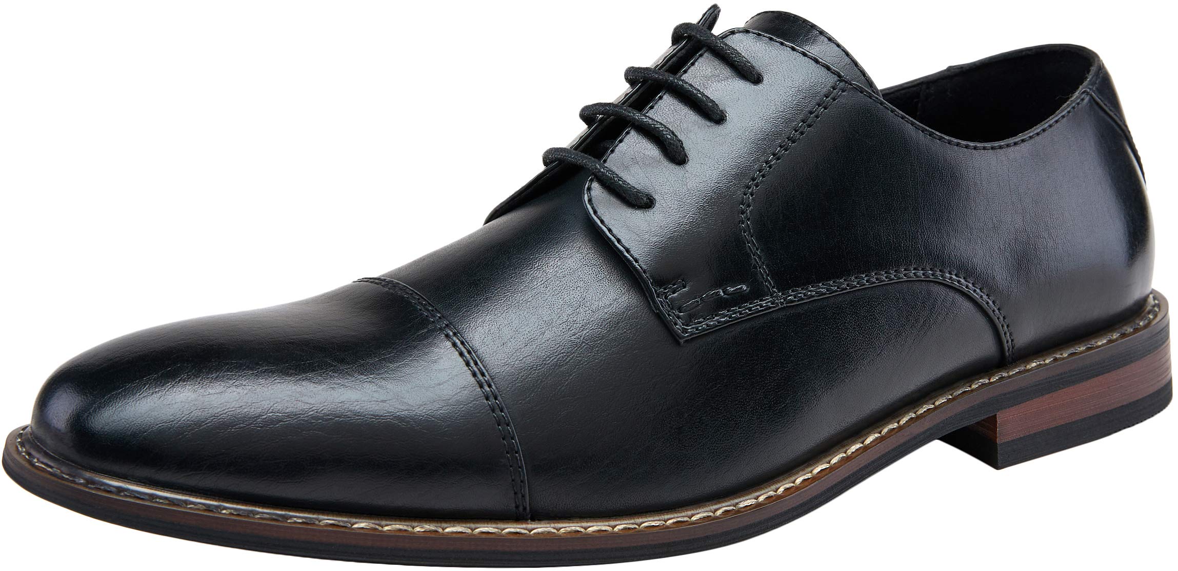 Jousen Men's Dress Cap Toe Wingtip Brogue Oxford Formal Business Derby Shoes - Premium Leather Dress Shoes for Office, Wedding & Special Occasions