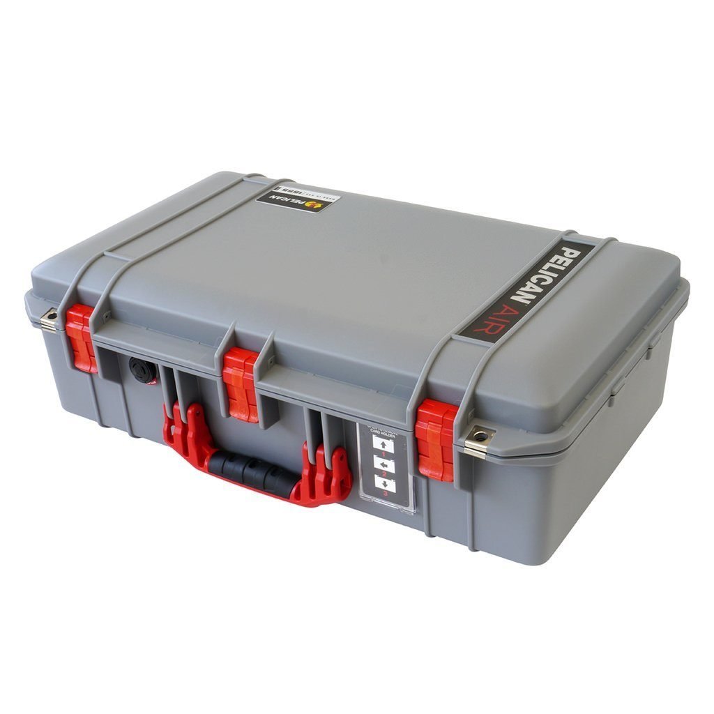 Pelican 1555 Silver & Red Air Case with Yellow Padded Dividers - Waterproof Protective Hard Case for Camera, Electronics & Tools - Perfect for Travel, Storage & Outdoor Adventures