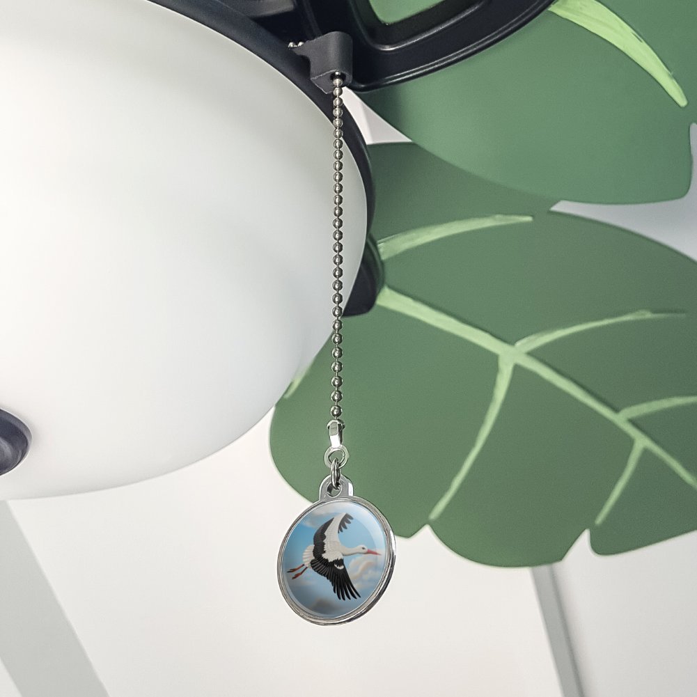 Flying Stork Ceiling Fan Pull Chain with Light - Decorative Fan Accessory for Bedroom, Nursery & Home Decor