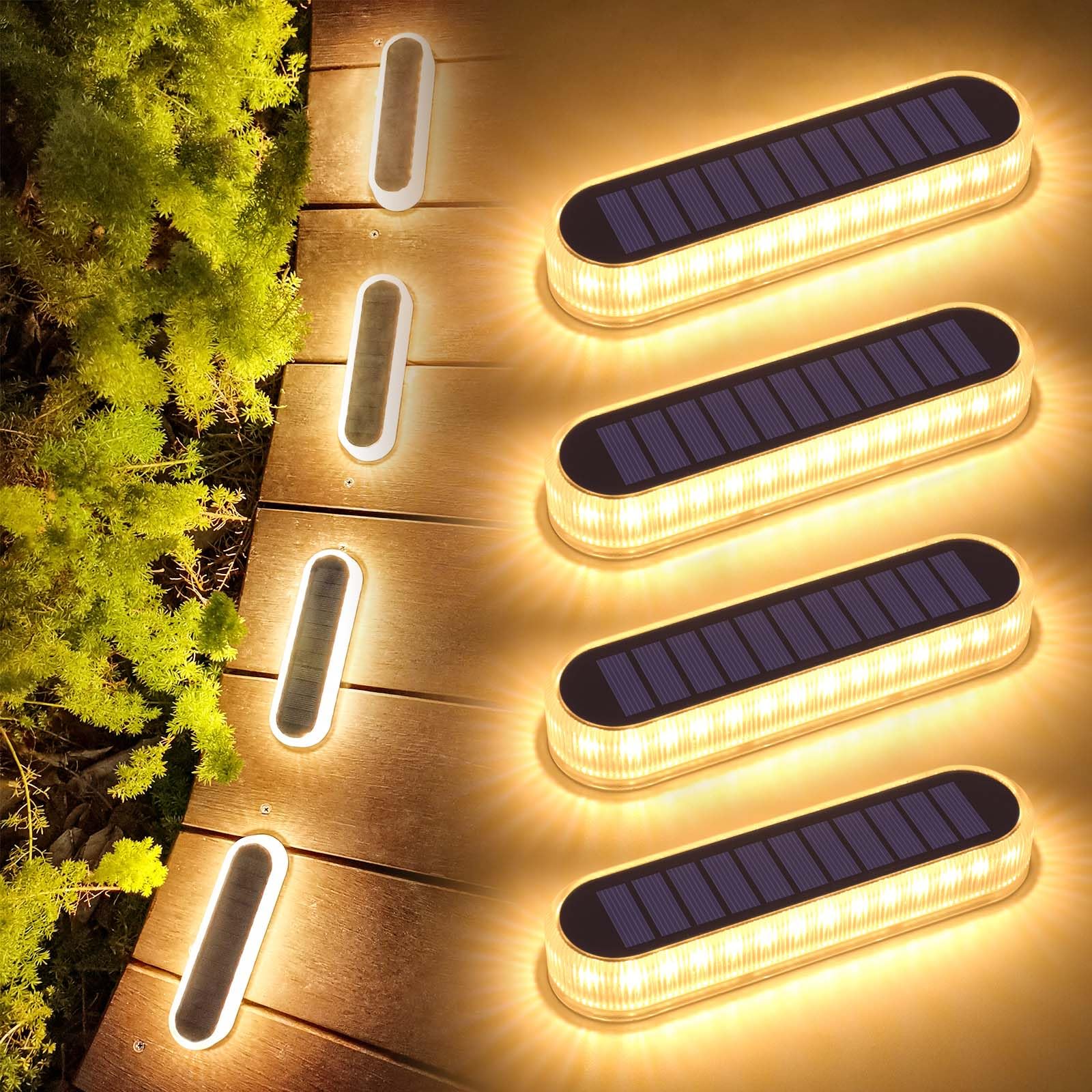 Lacasa 4 Pack Solar Deck Lights - 40LM LED Step Lights, Warm White 2700K, IP68 Waterproof, Auto On/Off - Perfect for Garden, Stairs, Driveway, Pathway & Dock Lighting (Solar Powered Outdoor In-Ground Lights)