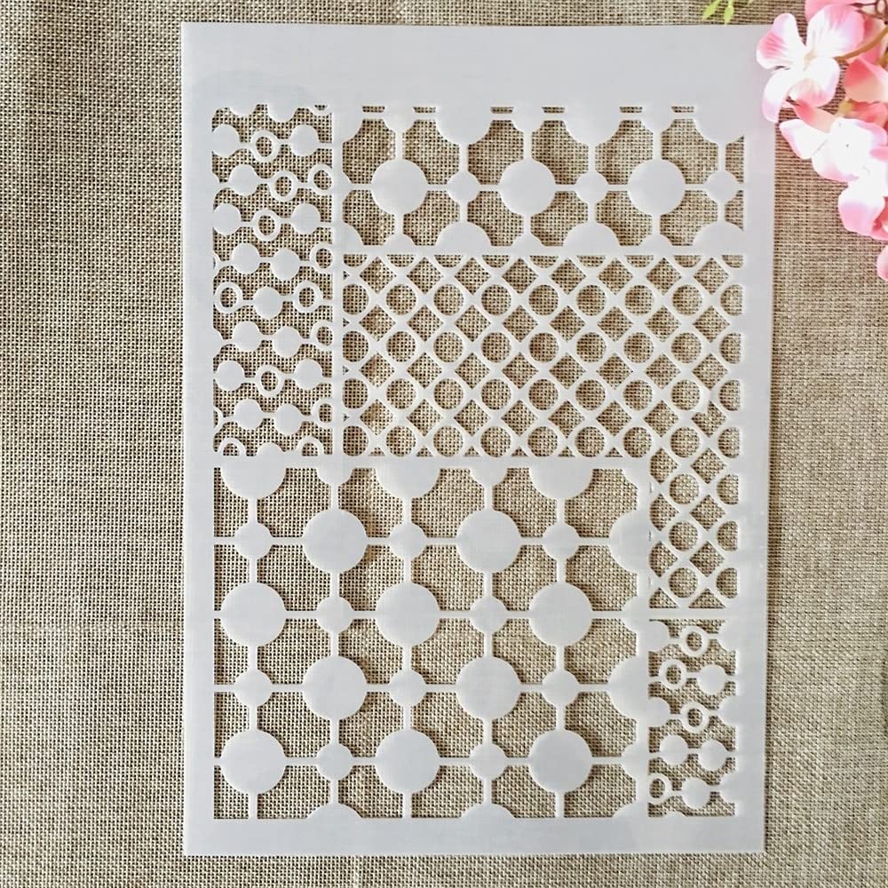 Reusable A4 29cm Geometric Round Line Painting Stencils - DIY Scrapbooking, Furniture, Wall & Floor Decor Templates for Home & Craft Projects | Perfect for Wall Art, Wood Painting, and Creative Home Decoration