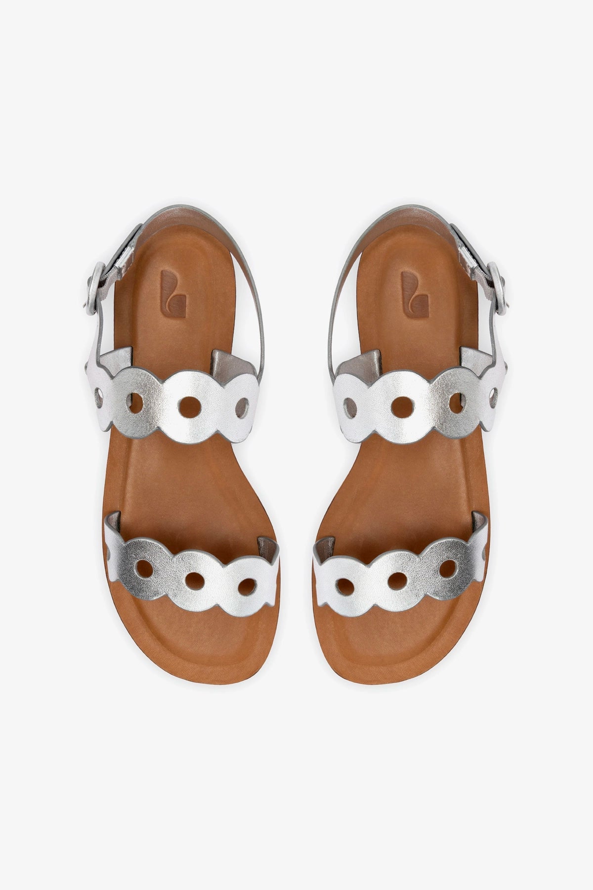 Florence Flat Sandal in Silver Metallic Leather - Women's Comfortable Dressy Casual Sandals for Summer, Beach, and Everyday Wear