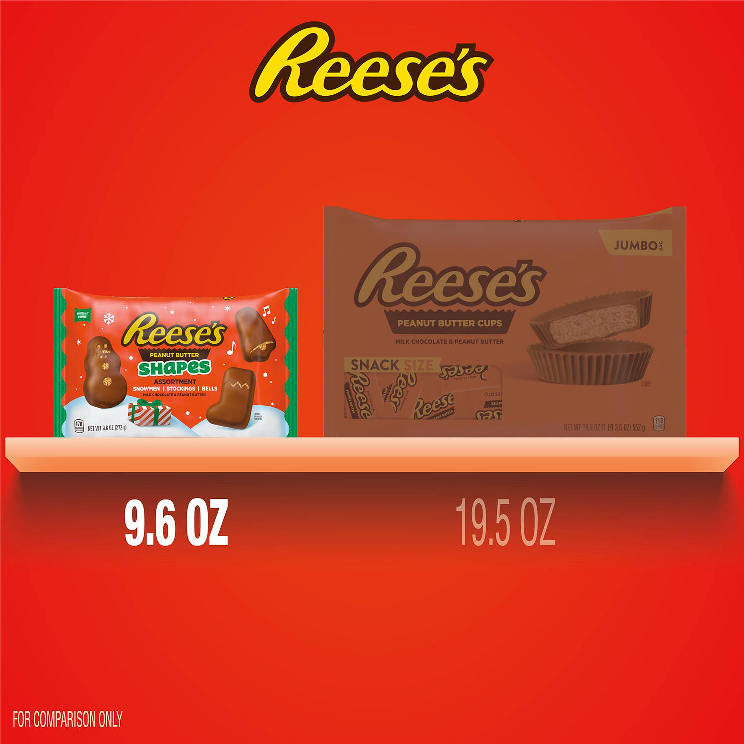 REESE'S Milk Chocolate Peanut Butter Assorted Shapes Holiday Candy - 9.6 oz Bag | Christmas Stocking Stuffers, Office Treats & Party Favors