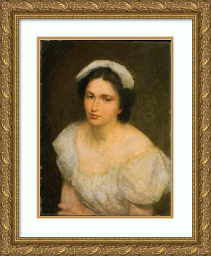 Julian Alden Weir 'An Alsatian Girl' 19x24 Gold Ornate Framed Museum Art Print - Double Matted Wall Decor for Living Room, Bedroom & Office