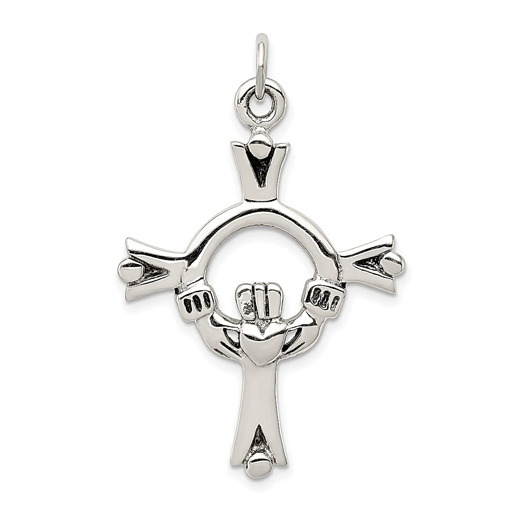 925 Sterling Silver Irish Claddagh Celtic Knot Cross Pendant Necklace - Religious Charm Jewelry for Women - Perfect Gift for Her - Ideal for Weddings, Anniversaries & Special Occasions