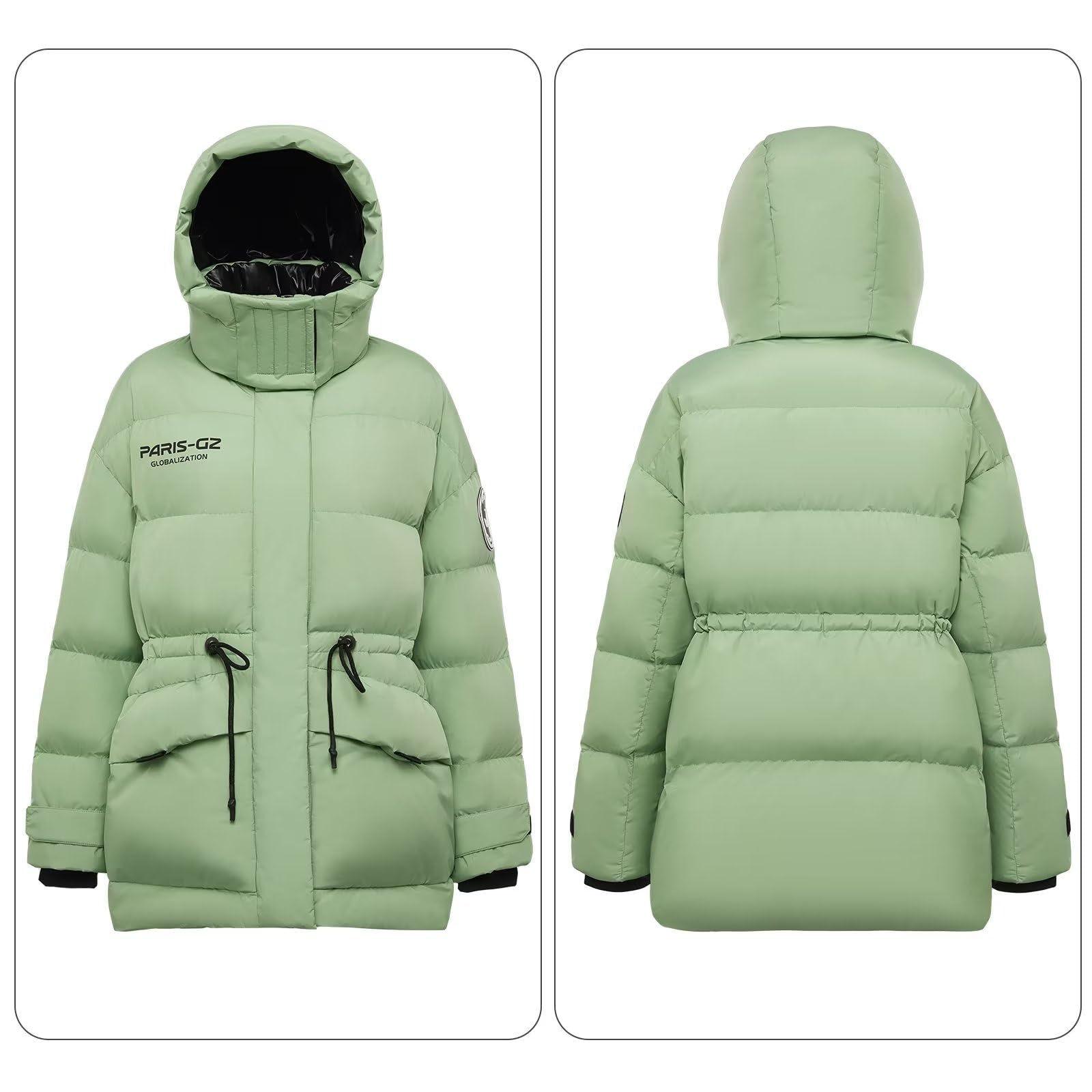 Women's Winter Down Jacket with Removable Hood - Slim Fit Waisted Puffer Coat for Work & Outdoor | Warm Thickened Down Jacket for Cold Weather, Snow Activities & Daily Commute