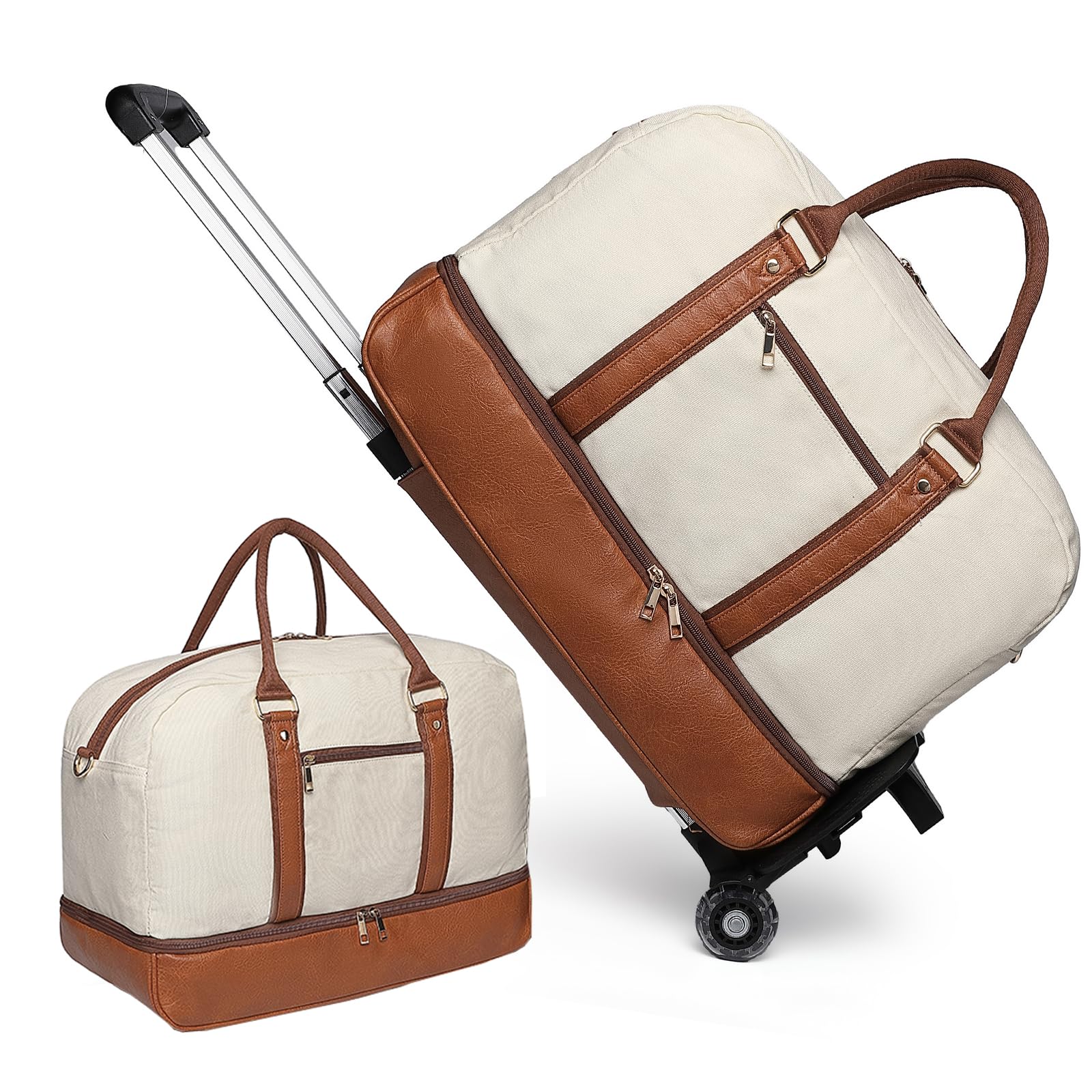 Seyfocnia Rolling Duffle Bag with Wheels - Travel Duffel Bag for Women & Men, Wheeled Carry On Luggage for Overnight & Weekend Trips - Perfect for Air Travel, Gym, Camping & Business Trips