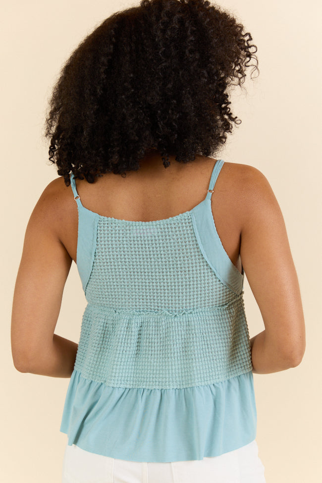 Plain And Simple Blue Knit Tank Top for Women - Lightweight Summer Casual Wear - Perfect for Beach, Gym, and Everyday Outfits