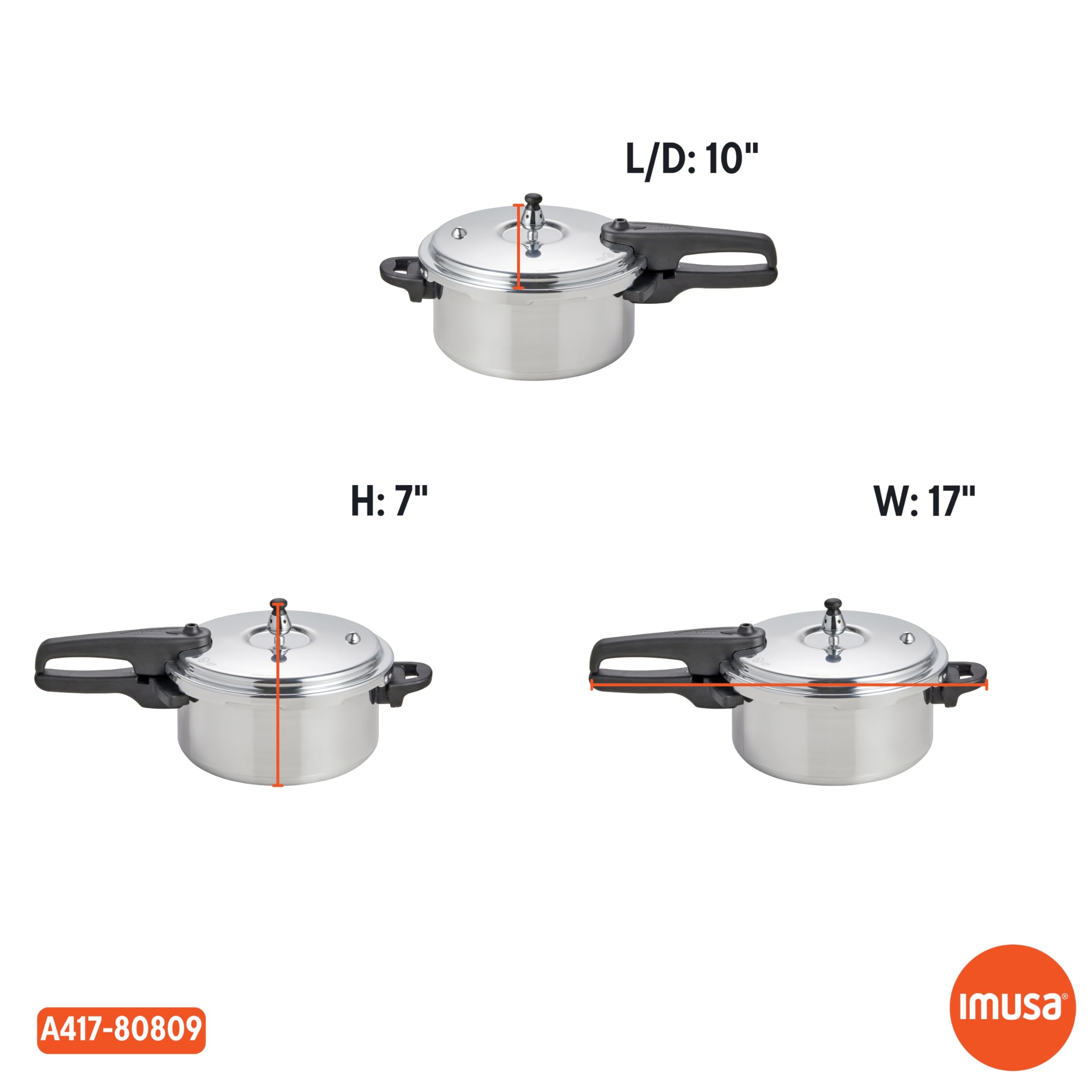 IMUSA 4.2 Quart Aluminum Pressure Cooker with Safety Valves - Stovetop Cookware for Fast, Safe Cooking | Perfect for Soups, Stews & Family Meals